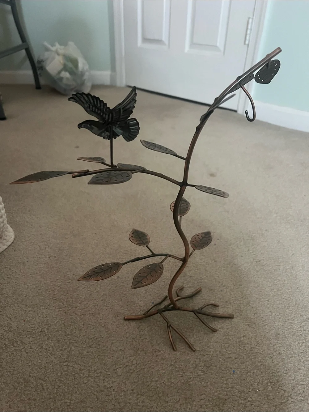 Metal Bird & Branch Jewelry Tree - Copper Finish